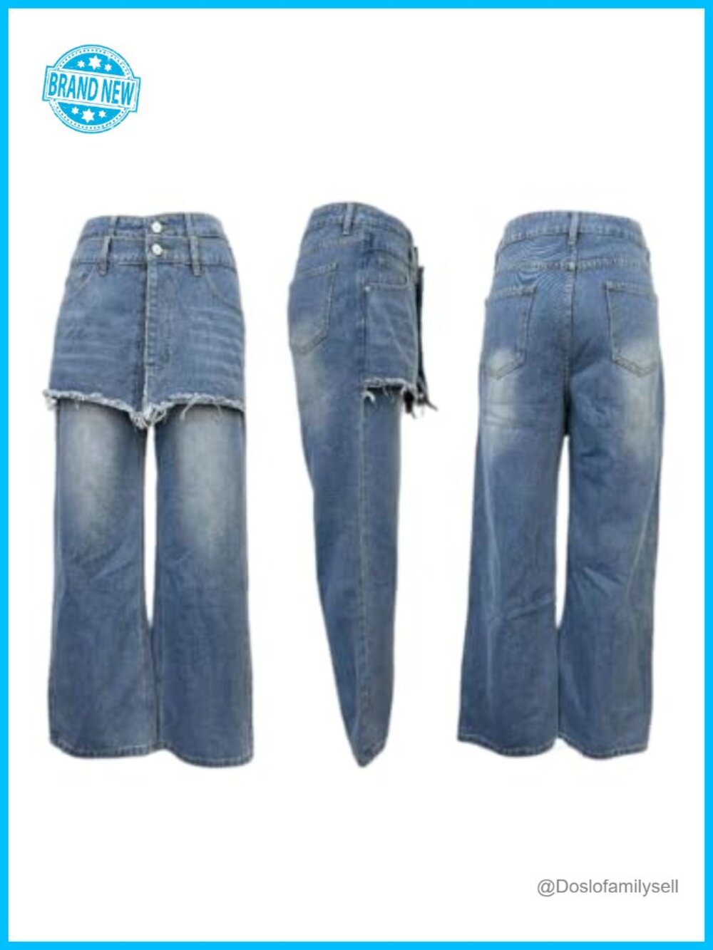 Wide Leg High Rise Distressed Patchwork Jeans - Picture 3 of 6